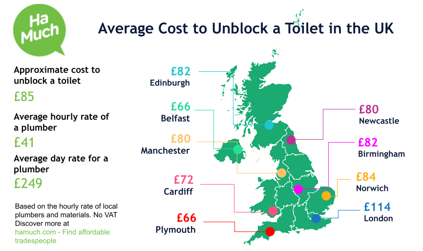 Estimates for unblock a clogged toilet near Patching