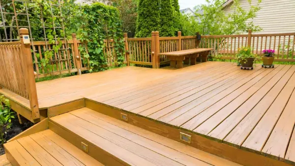 Staining, varnishing or oiling decking