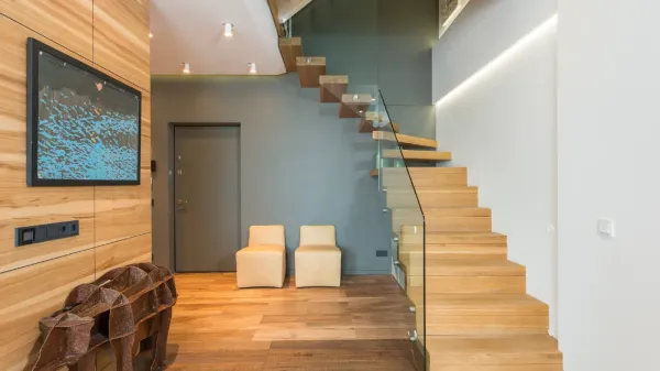 Paint hall, stairs and landing
