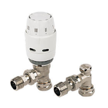 DANFOSS RAS-C² WHITE / CHROME ANGLED TRV & LOCKSHIELD 15MM X ½