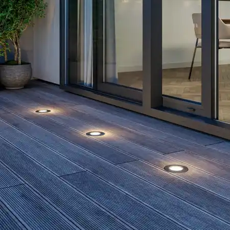 3 x Lucande LED deck light Ava, Ø 12 cm, round, IP67