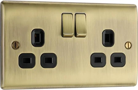 BG Nexus Switched Plug Socket Antique Brass