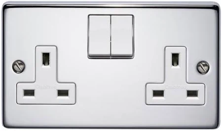 Crabtree 2 Gang Switched Socket Polished Chrome