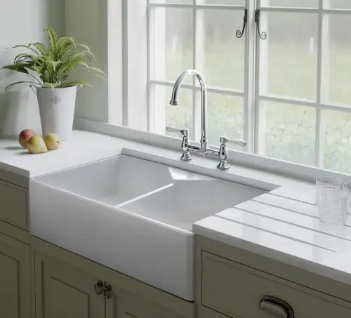 Rangemaster Classic Belfast Double Bowl Ceramic Kitchen Sink
