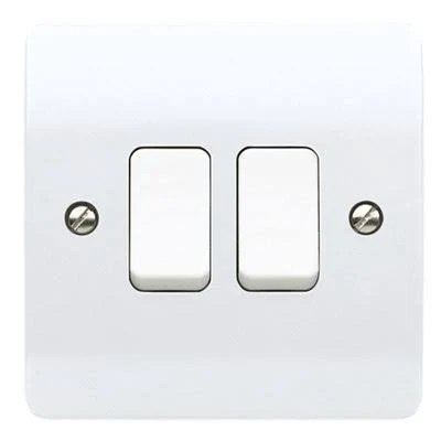 MK 10A 2 way 2 gang Light switch Gloss White