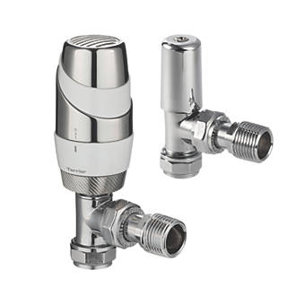 TERRIER WHITE / CHROME ANGLED TRV WITH LOCKSHIELD 15MM X ½